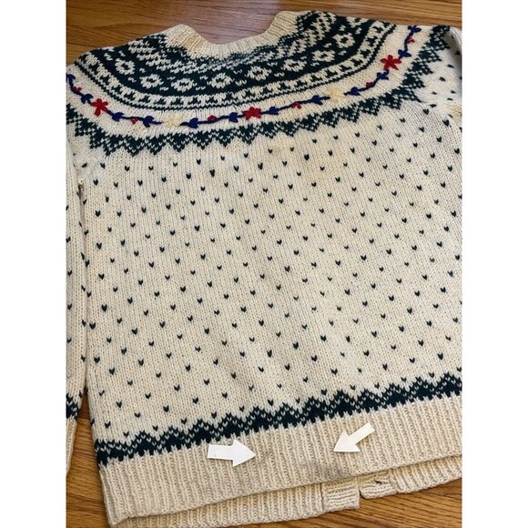 Vintage 80s Women’s Large Eddie Bauer Holiday XMAS Wool Cardigan Sweater - Picture 8 of 9